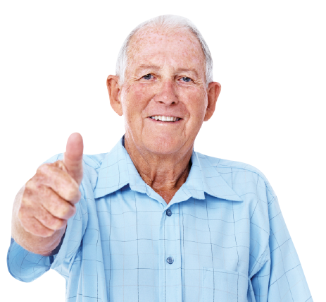 An elderly Caucasian man Smile